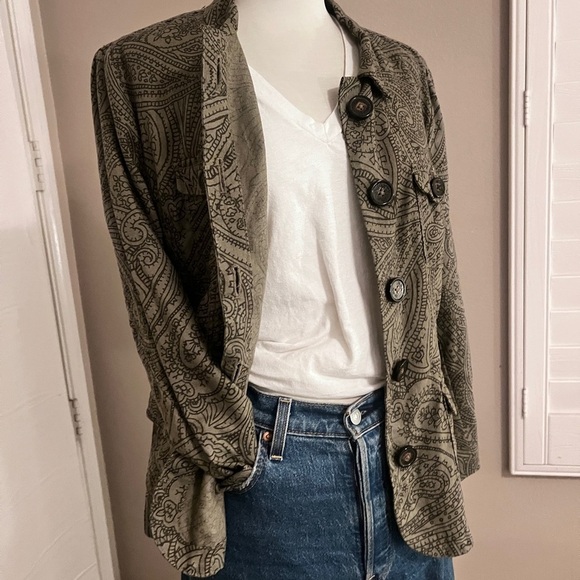 Relativity 100% Linen Lightweight Paisley Print Jacket - Picture 2 of 3